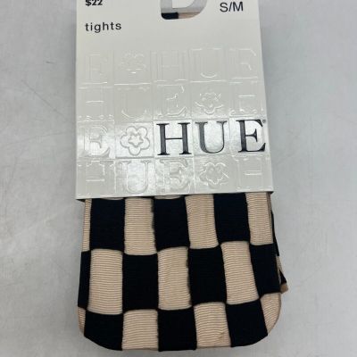 HUE Checker Tights w/ Control Top Sz S/M U14235 Natural & Black